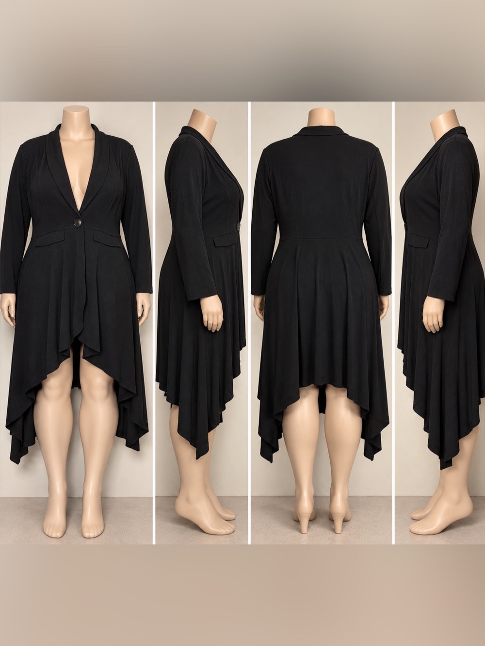 no comment Black Asymmetrical Blazer Size 1X Like New